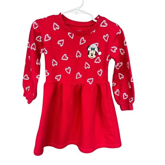 Disney Jumping Beans Dress Girls 24 Months Minnie Mouse Christmas Heart Print - Picture 1 of 6